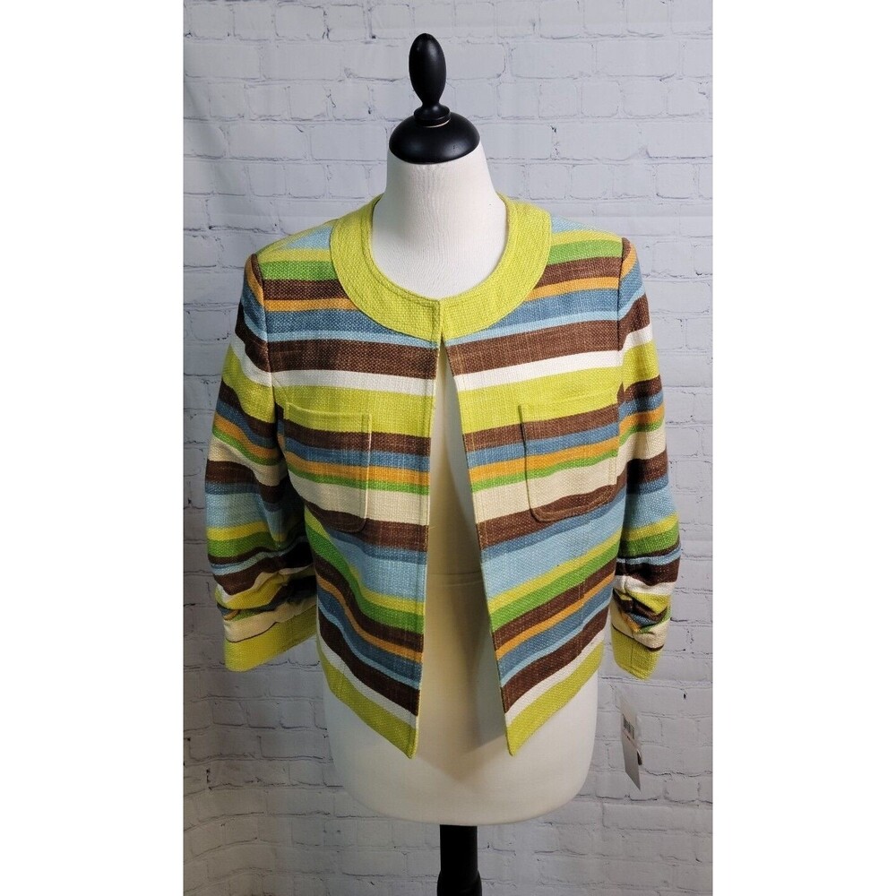 Anthracite Women's Island Breeze Blazer Sz 10 NWT Stripe Old Money Career Preppy